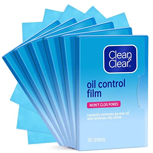 Oil Control Film Replacment for Clean & Clear Oil-Absorbing Sheets,6pk(total 360 sheets) Oil Blotting Sheets for Face,9% Larger,Makeup Friendly High-performance Handy Face Blotting Paper for Oily Skin