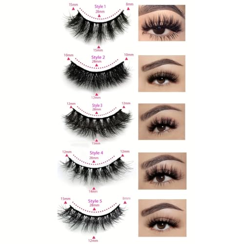 False Eyelashes 20 Pairs Mink Eyelashes Wispy Lashes 15mm Natural Looking Eyelashes(H1)