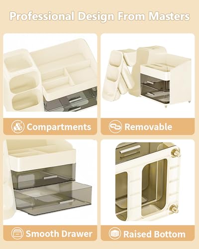 Large Capacity Makeup Organizer with Brush Holder for Vanity & Bathroom