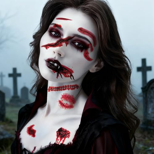 Halloween Face Tattoos – 30 Sheets Realistic Scars & Wounds