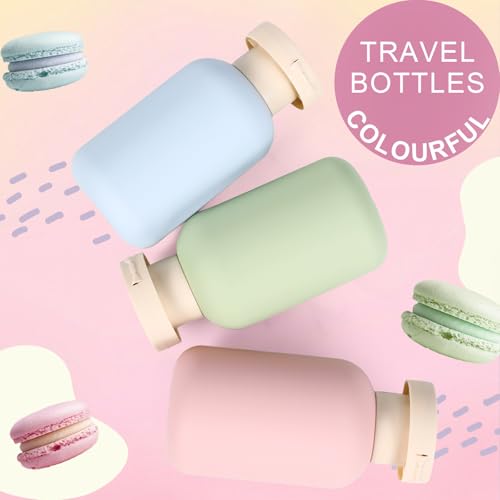 ASEVAT Leak-Proof Travel Shampoo & Conditioner Bottles Set, 3.4oz, Green, Blue, Pink