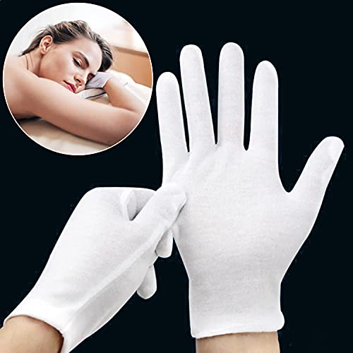 Large White Cotton Gloves for Moisturizing, Eczema, and Archival Handling - 24 Pairs