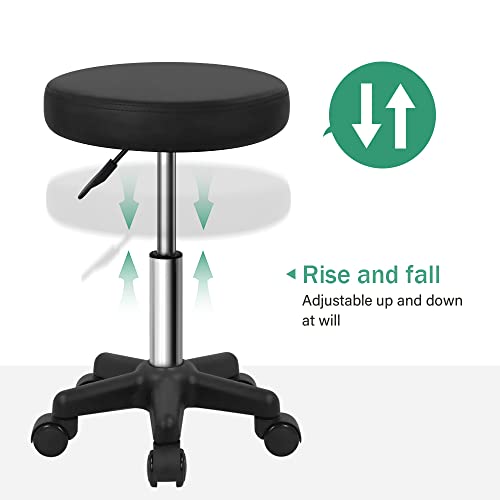 FURWOO Round Rolling Stool - Height Adjustable, Salon & Spa