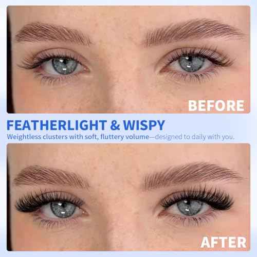 Kiromiro Lash Clusters 10-16mm Cluster Eyelash Extensions Wispy DIY Cluster Lashes Extension 144pcs Individual Lashes Nautral Eyelash Clusters C Curly Lashes Clusters