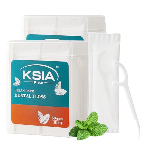 KSIA Klear Mint Dental Floss Picks - 100 Count, Hygienic Travel Flossers