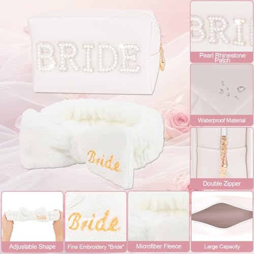 Bride Spa Gift Set - Headband, Slippers & Makeup Bag