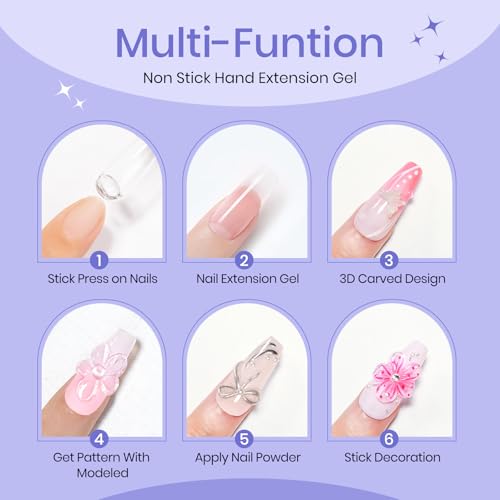 SUPWEE Clear Solid Builder Gel Kit for 3D Nail Art & Extensions (60g)