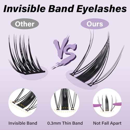 B&Q Fairy Lash Clusters Invisible Band False Eyelashes Clusters Natural Cluster Eyelash Extensions Comfortable Individual Lashes Extension DIY Soft Eyelash Clusters£¨Fairy-MIX8-18mm£©