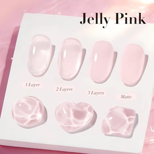 AzureBeauty 18ml Jelly Pink Nail Polish - Light Peach, Quick Dry, Long-Lasting