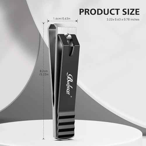 Heavy Duty Straight Blade Nail Clippers for Thick Toenails, Professional Stainless Steel Fingernail Toenail Clippers Trimmers - Thick Wide Jaw Toe Nail Clippings for Seniors, Men & Women - Black