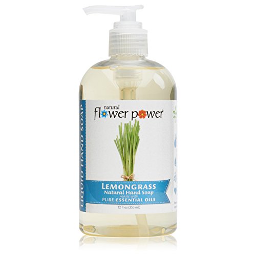 Natural Flower Power Moisturizing Liquid Hand Soap – Lemongrass – Plant-Based + Aloe Vera – Scented w/ Pure Essential Oils – Natural Hand Wash Kitchen + Bathroom – 12 Fl Oz Pump Bottles (Pack of 3)