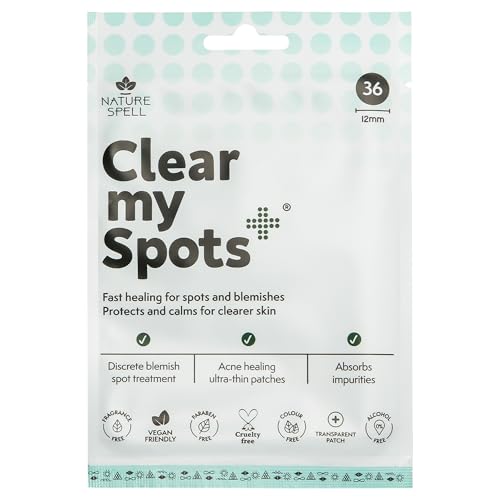 Nature Spell Clear My Spots Patches, Removes Dirt and Excess Oils, Targets Pimples and Blemishes, Vegan, Translucent, 36 Patches