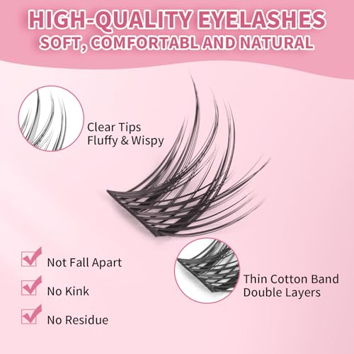 Lash Clusters 100PCS D Curl Wispy Natural Reusable Eyelash Extensions 10-16mm