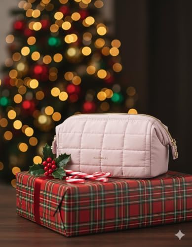 BAGSMART Travel Makeup Bag - Pink Padded Organizer with Pockets