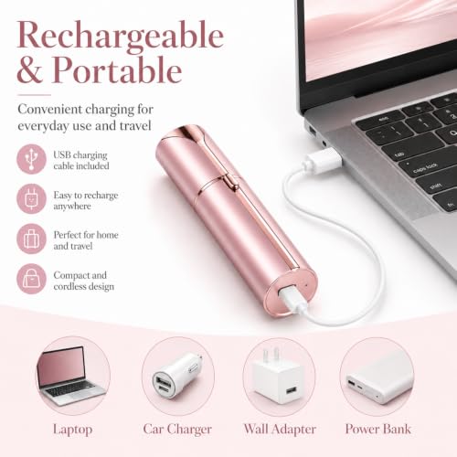 USB Rechargeable Facial Hair Remover for Women with LED Light
