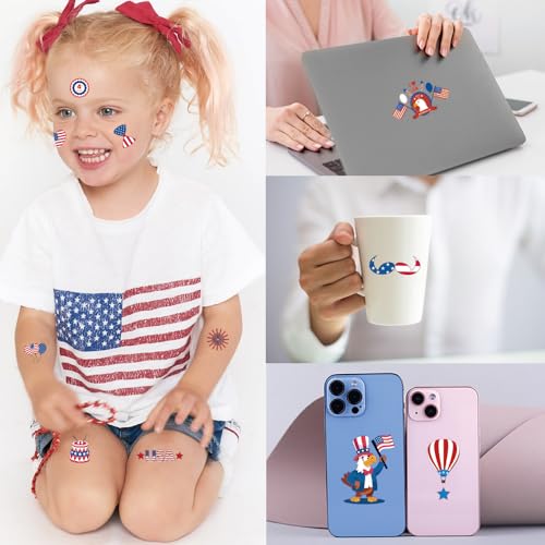 70 Pcs 4th of July Temporary Tattoos - Patriotic Party Favors