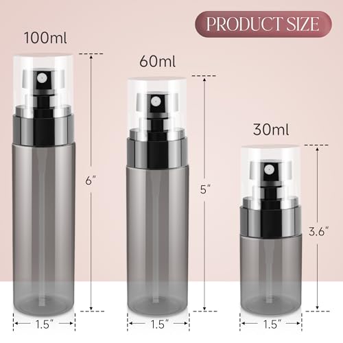 GIVITASOT 3-Pack 1oz Fine Mist Spray Bottles - Durable Mini Misters