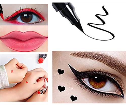 2 Pack Waterproof Liquid Eyeliner Stamps - Black & Red Heart