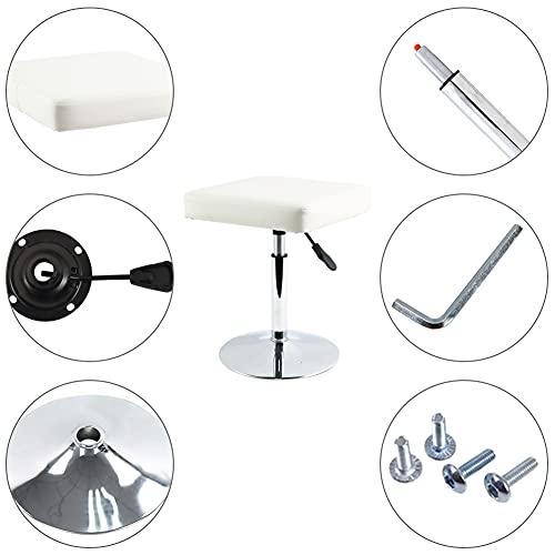 FURWOO White Square Salon Stool - Height Adjustable Step Stool for Vanity,Manicure,Shop,Barber Home Office,Small