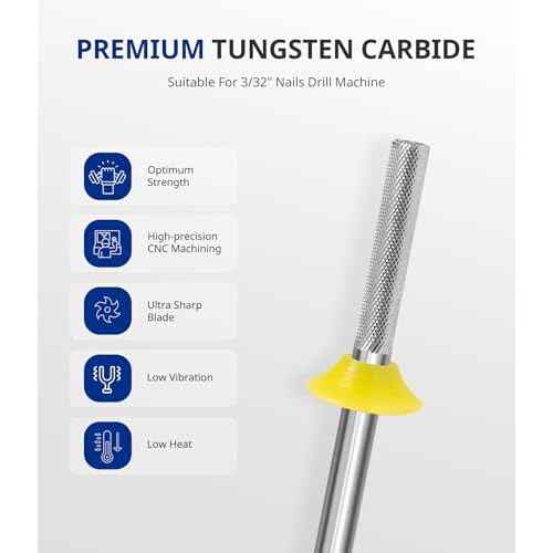 AIRSEE Safety Tungsten Carbide Acrylic Nail Drill Bit Electric Nail Drill File Head Tip for Dead Skin Cleaning Nail Bed File Cuticle Nail Prepare 3/32" 2 Way Needle Nail Buffer Bit XF