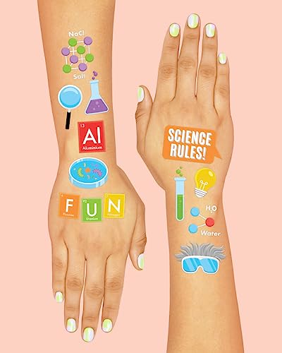 Science Party Temporary Tattoos - 62 Silver Foil Designs