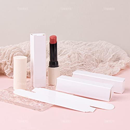 AUEAR, 50 Pack White Kraft Paper Lipstick Boxes Empty Lip Gross Box 3.35"x0.79"x0.79" Rectangle Balm Perfume Essence Oil Packaging Cases for DIY Gloss Gift