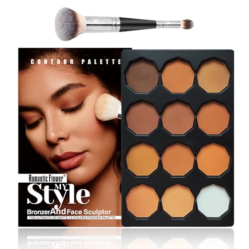 Dynaeuty 12-Color Matte Contour Palette - Multi-colored F Variation, Professional Face Makeup Kit