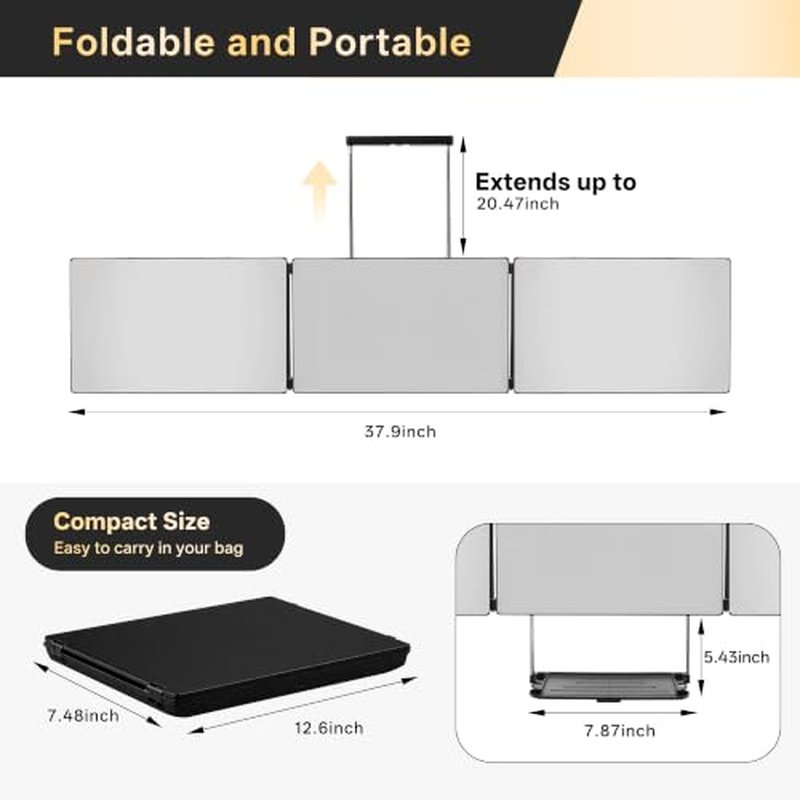3-Way Folding Mirror with Shelf for Haircuts & Makeup