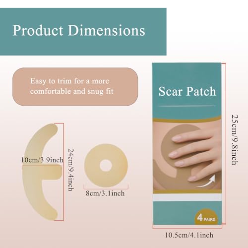 Scar Away Silicone Scar Sheets for Breast - 8 Pack (4 Areola + 4 Anchor) - Reusable for C-Section, Breast & Surgical Scars and Keloid Scars