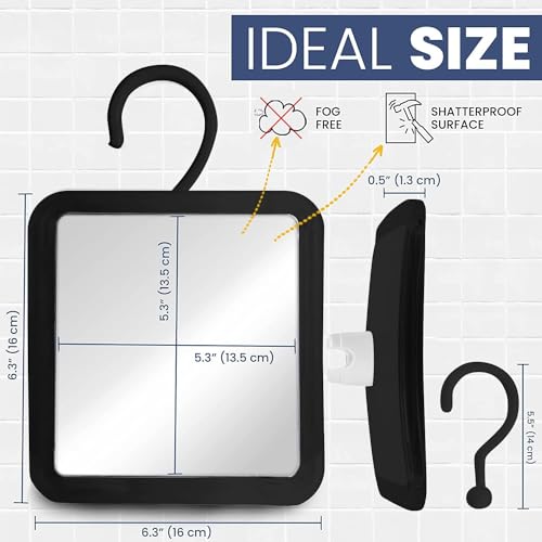 Mirrorvana Hanging Fogless Shower Mirror with 360° Swivel Hook