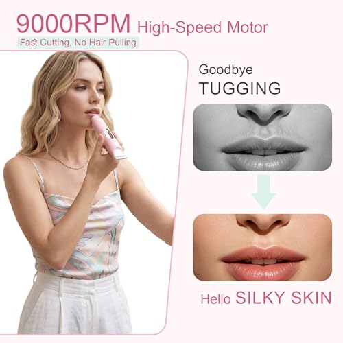 Glowlyns Bikini Trimmer for Women with Built-in Mirror - Dual Head Electric Razor Pink