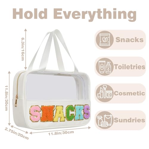Clear Chenille Letter Zipper Pouch - Versatile Travel Makeup Bag
