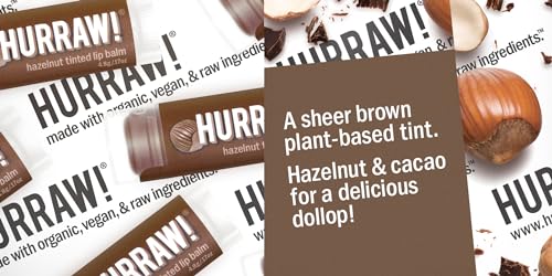 Hurraw! Hazelnut Tinted Lip Balm: (Sheer Brown Tint) Organic, Certified Vegan, Cruelty and Gluten Free. Non-GMO, 100% Natural Ingredients. Bee, Shea, Soy and Palm Free. Made in USA