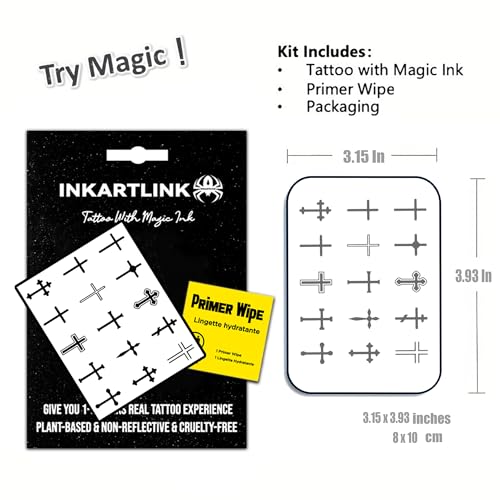 INKARTLINK Semi Permanent Tattoo - Mini Cross Design, Waterproof