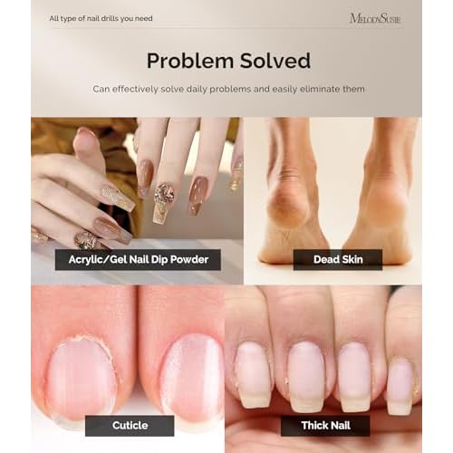 MelodySusie Rechargeable Cordless Electric Nail Drill with All in One Nail Brush Se