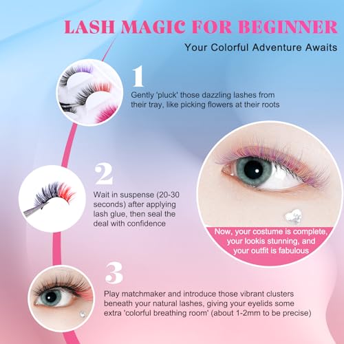 Colored Faux Mink Eyelashes - 5 Pairs with Black & Vivid Colors