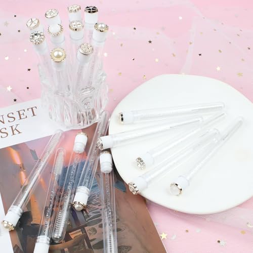 SenRocc 20pcs Reusable Pearl-Diamond Lash Spoolies with Tubes - Eyelash & Mascara Applicators