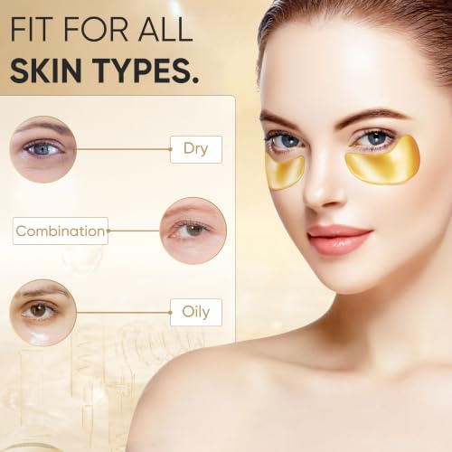 20Pcs Gold Under Eye Patches for Dark Circles Puffy Eyes Wrinkles - Pack of 10 Sets