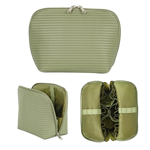 Travel Makeup Bag for Women - Waterproof Organizer with Brush Holders