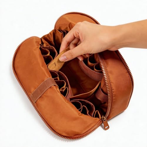 Large Travel Makeup Organizer Bag with Adjustable Dividers