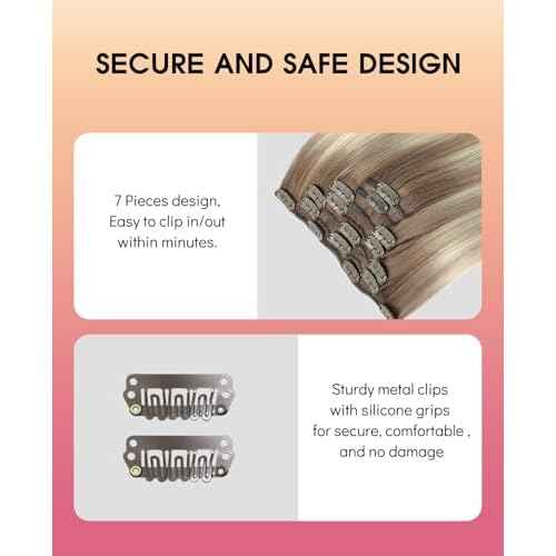 Youngsmile Clip in Hair Extensions Real Human Hair, Human Hair Extensions Clip in, Color 8 Ash Brown Fading to 60 Platinum Blond mixed 18 Ash Blond,20 Inch 120 Gram 7 Pcs (CLIP#8/60/18-20Inch)
