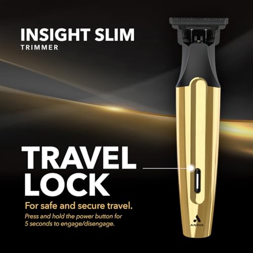Andis Insight Slim Cordless Hair Trimmer Kit, 9-Piece, Gold