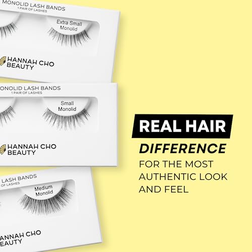 Real Hair False Lashes for Monolids - Medium, Natural