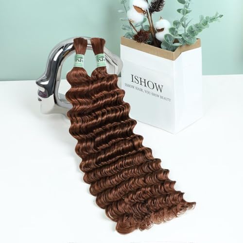 ISHOW Virgin Human Braiding Hair 16 Inch Auburn Brown