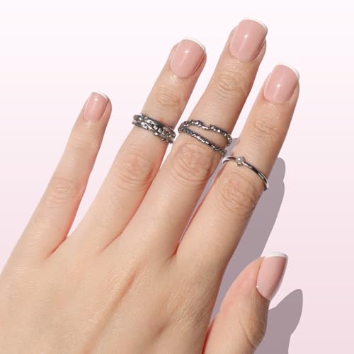 Press On Nails French Tip White Nude - 30 Reusable Fake Nails Kit