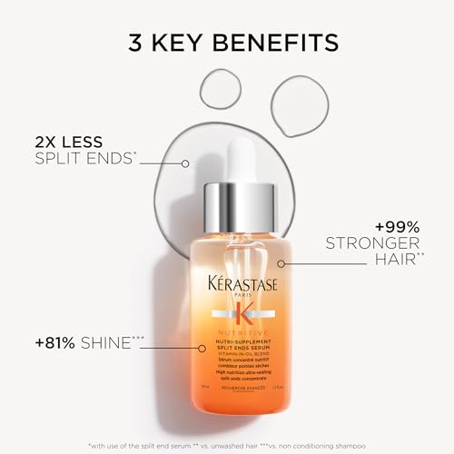 Kerastase Nutritive Split Ends Hair Serum For Dry Hair - Nourishing Leave-In Oil Treatment For Smoothness and Shine, Ultra-Sealing Formula With Anti-Dryness Polymers, 50 ml