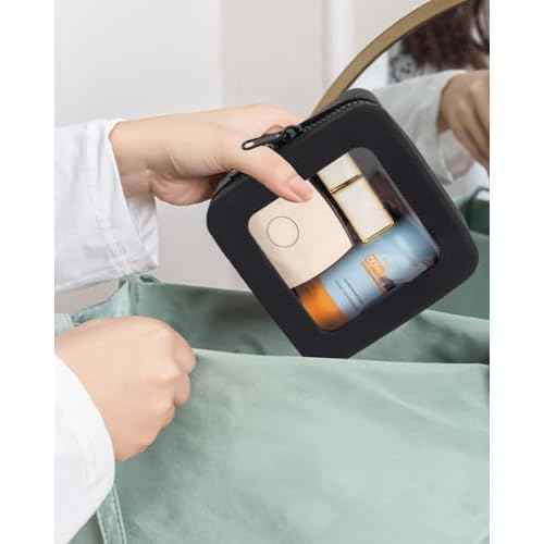 Small Clear Makeup Bag for Women, Mini Silicone Pouch Travel Cosmetic Case Waterproof Clear Make Up Pouch Purse with Zipper Cute Toiletry Bags for Traveling Car Organizer Travel Essentials (Black)