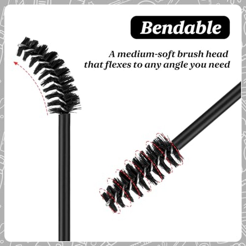 600-Pcs Disposable Eyelash Brushes with Container - Mascara Wands