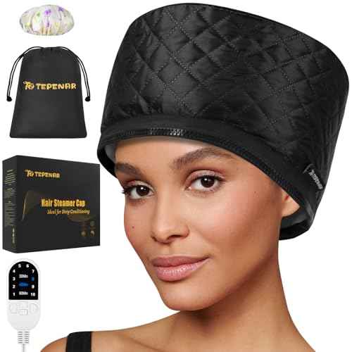 Hair Steamer for Deep Conditioning: Upgraded Heat Cap with 10-Level Fast Heating 3 Time Settings for Natural Hair Portable Thermal Steam Cap for Home Hair Treatment
