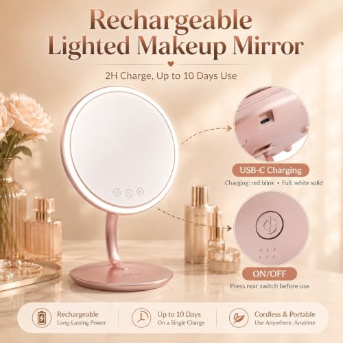 FRANO 7.6" Touch Makeup Mirror with Light & Cooling Function